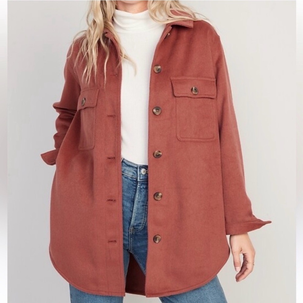 Old Navy Soft-Brushed Utility Shacket Rusty Red Women’s Sz Small Shirt Jacket